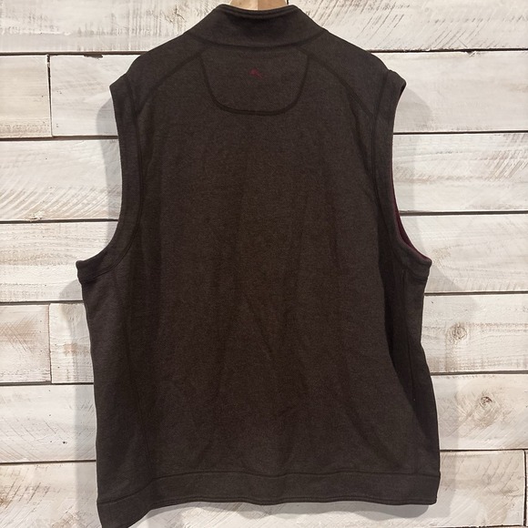 Tommy Bahama Flipshore Full Zip Reversible Vest Mens 2XL Brown Red Golf Casual - Picture 11 of 14